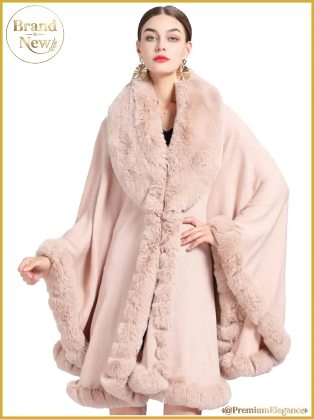 Faux Fur Poncho Shawl Wrap Cape Faux Rabbit Fur Women Evening